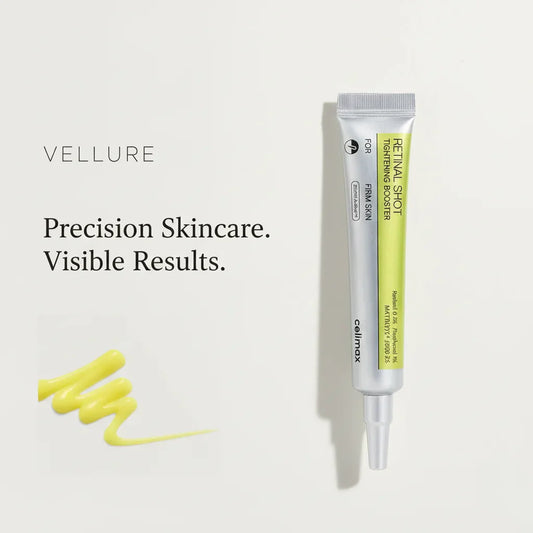 Celimax Retinal Shot Tightening Booster skincare cream in a precision applicator tube, formulated with retinal to help improve skin firmness, reduce fine lines, and promote a smoother, youthful-looking complexion.